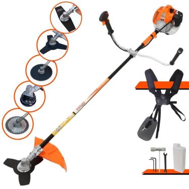 Imagem de Roçadeira Profissional Lateral Vulcan Vr520h À Gasolina 52cc 2,5hp + Faca 2 Pontas 330mm 2,7mm + Faca 40 Dentes 255mm 2