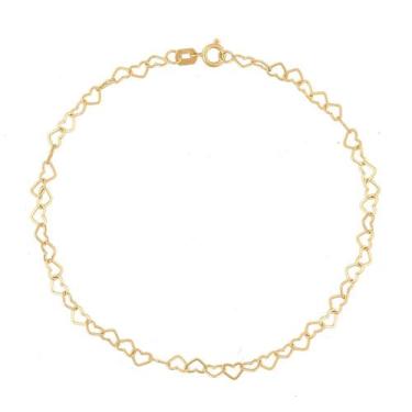 Imagem de Pulseira Feminina Coração Em Ouro 18k Maciça - DR Joias