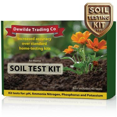 Imagem de Dewilde Trading Co Kit de teste de solo, pH, nitrogênio de amônia, fósforo, potássio, 40 testes