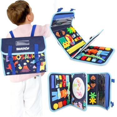Imagem de Placa de Montessori Sensorial para Crianças Brinquedo Educativo (Azul Mochila)