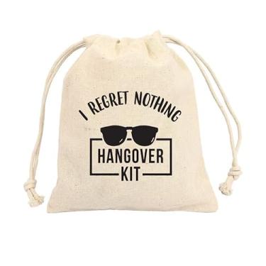 Imagem de Conjunto de 10 bolsas estampadas "I regret Nothing - lembrancinha de despedida de solteira - kit de ressaca com cordão para lembrancinhas de casamento - sacos de kit de recuperação