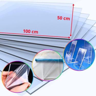 Imagem de Chapa de Acrílico Cristal Esp. 3mm  50x100cm  500x1000mm  Placa Transp