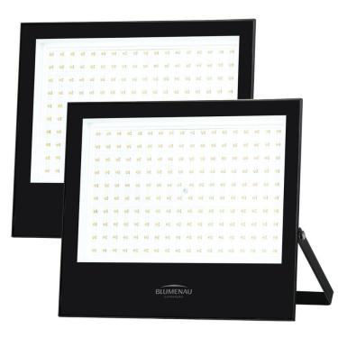 Imagem de Kit 2 Refletor Blumenau De Led Slim 200w 6500k Preto Bivolt