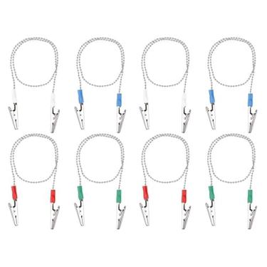 Imagem de 8 clipes de babador, corrente de metal ajustável para guardanapo com correntes esféricas para clínica odontológica, adultos, idosos e uso de cuidados pessoais