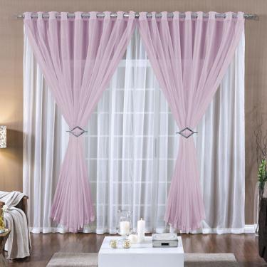 Imagem de Cortina 3 Mts Voal Sala Quarto Para Trilho Suisso Rosa Barata