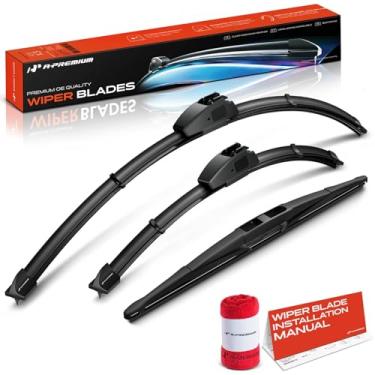 Imagem de A-Premium Lâminas de limpador de para-brisa com indicador de desgaste e toalha - Compatível com Honda Fit 2009-2020 - Conjunto de lâminas de limpadores dianteiros traseiros para 71.1 cm/35.6 cm/35.6
