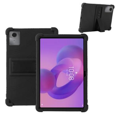 Imagem de Capa para Lenovo Tab K11 Gen 2, capa para tablet KONXISA com material de silicone premium, função de suporte dobrável, capa para tablet à prova de choque e proteção total, capas protetoras, preta