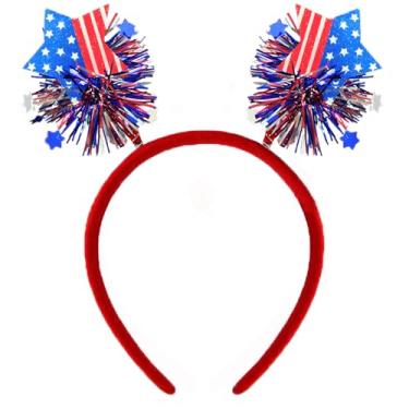 Imagem de Patriotic Star Headband – Red White Blue Head Bopper Headpiece Costume Dress-Up Accessories for 4th of July, Independence Day, Memorial Day, Veterans Day, Parades USA Themed Party Favors Photo Props