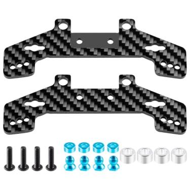 Imagem de MORFUM 2Pcs Carbon Fiber Front & Rear Shock Towers for Tamiya TT02 1/10 RC Car – TT02 Shock Absorber Plate RC Shock Damper Stand Lightweight & Durable Upgrade Parts