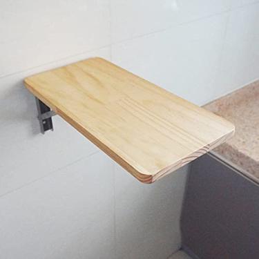 Imagem de Mesa de cozinha dobrável montada na parede compacta para jantar bar café da manhã estação de trabalho com economia de espaço madeira branca (60 × 20 cm)