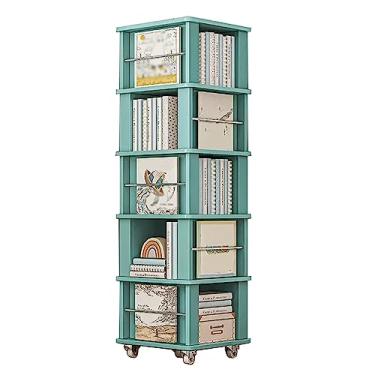 Imagem de UINGBPXT Estante de canto com rodas, estante rotativa de 360°, moderna e verde, para sala de estar, casa, estante de livros, exibição perfeita