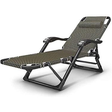 Imagem de Espreguiçadeira de jardim, espreguiçadeira, cadeira Siesta, artefato de escritório, portátil, dobrável, encosto ajustável, sofá-cama, forte suporte estável