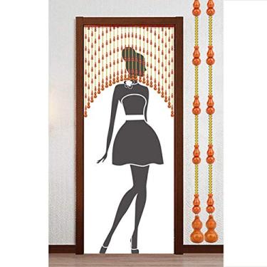 Imagem de Cortinas de porta com contas de 25 fios para portas, cortina de cordão de contas de madeira para divisores de quarto, decoração de sala de estar, adequada para largura de 60 a 100 cm (tamanho: largura