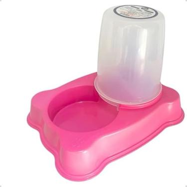 Imagem de Kit Comedouro Bebedouro Para Cães e Gatos Dupla Função 1,35 kg Ração/1,5 Litros (01 UNIDADE - LIGHT ROSA)