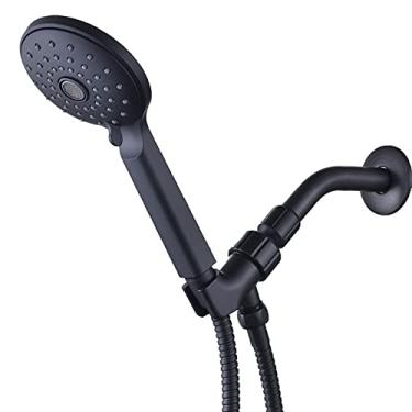 Imagem de UWEREBFM Chuveiro portátil, chuveiro de mão de alta pressão ABS preto poderoso spray de chuveiro com 3 modos de chuveiro pressurizado e mangueira de chuveiro