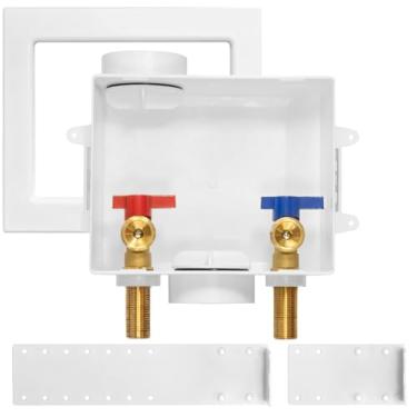 Imagem de 1 pacote com caixa de tomada HeSun para máquina de lavar, entrada MIP (suor) de 1/2 polegada x conexão de saída MHT de 3/10.2 cm, caixa de tomada de lavadora Pex (WM001)