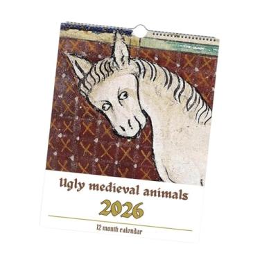 Imagem de RNXRZANK Calendário de Parede Decorativo 2026-2027 com Animais Medievais ("animais Feios"): Ideal para Organizar E Planejar Um Negócio Ou Quarto.