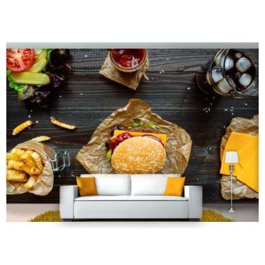 Imagem de Papel De Parede Chesseburguer Queijo Carne 3D Al164 - Você Decora