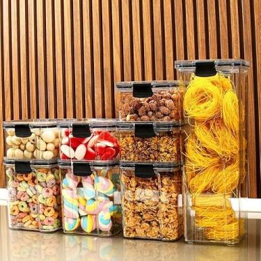 Imagem de Monte seu Kit Pote Hermético para Mantimentos de Cozinha Dispensa Armário Plástico (Kit 9-8 Potes)