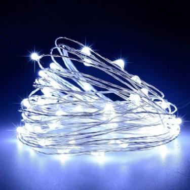 Imagem de Fio de Luzes de Fada LED Decorativo 2 Metros 20 Leds 3 funções Fio de Cobre Flexível Decoração Natalina Festas (BRANCO FRIO)