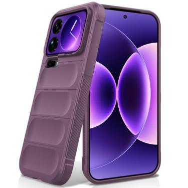 Imagem de BonYonka Capa de silicone para Xiaomi 17 Pro Max, forro de microfibra antiarranhões, capa à prova de choque com proteção para câmera, roxa