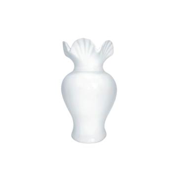 Imagem de WF Vasos decorativos para decoração de casa moderna, vaso de flores de cerâmica com borda com babados, branco, vaso de cerâmica branco decorativo