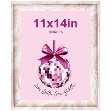 Imagem de Tinkeps Moldura de 28 x 35 cm em textura mista rosa, marrom e branca. Bordas largas curvadas estilo arte moderna, moldura de madeira projetada 28 x 35,5 cm para decoração de mesa ou parede.