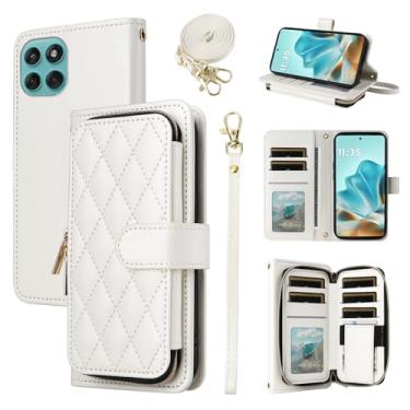 Imagem de Furiet Argyle Capa carteira para Motorola Edge 60 PRO 5G com alça de pulso/ombro, compartimento para cartões, bolsa com zíper, luxuosa, suporte de couro PU, capa de celular quadriculada para edge60