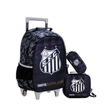 Imagem de Kit Escolar Time Santos Mochila Rodas + Lancheira + Estojo - Xeryus