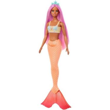 Imagem de Barbie fantasy sereias c/ cabelo colorido - Mattel, Salmão