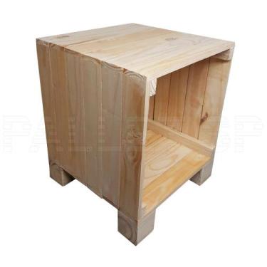 Imagem de Mesa de Cabeceira Pallet Lixado 40x40x48 cm - Ideal para Quarto - PALL