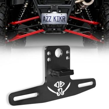 Imagem de Vi9000 Suporte de placa de licença UTV/ATV com luz, moldura de placa de licença de alumínio compatível com Polaris RZR Ranger Sportsman Can-Am Maverick X3 suporte para carrinho de golfe RV caminhão