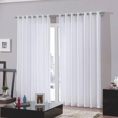 Imagem de Cortina Pratika Bellini Cromo Blackout 2,50m De Altura Para Varão De 2,50m Até 3,00m Branco