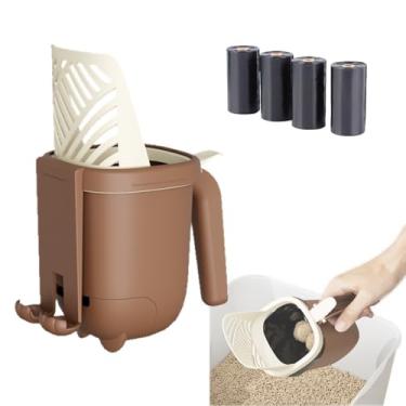 Imagem de Aerfgo Colher de areia para gatos com lixeira, colher de areia 2 em 1, colher de areia para gatos com 60 sacos de lixo, colher de areia para gatos com suporte e recipiente de lixo