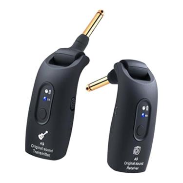 Imagem de Colaxi Transmissor e receptor para guitarra elétrica, compacto sem fios, com plugue giratório de 270 graus para sinal de áudio e membros da banda, Preto