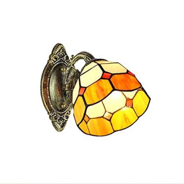 Imagem de Arandela de parede em vitral estilo Tiffany, luminária de parede retrô europeia feita à mão para quarto, cabeceira, corredor, varanda, máx. 40W, 110V-240V, 1 braço.