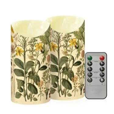 Imagem de Wassud Pacote com 2 velas florais sem chama com controle remoto, velas realistas cintilantes com temporizador, velas decorativas para Natal, casamento, festa, decoração de casa média