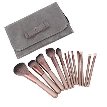 Imagem de Ainoli 12pcs Kit de pincéis de maquiagem portátil de fibras sintéticas macias pincéis cosméticos para pó blush corretivo