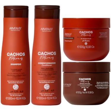 Imagem de Kit Arvensis Cachos Naturais Completo 4 Produtos Cabelos Crespos Hidratação Definição Vegano