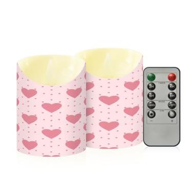 Imagem de Wassud Pacote com 2 velas sem chama com pontos de coração dos namorados com controle remoto, velas realistas cintilantes com temporizador, velas decorativas para Natal, casamento, festa, decoração de