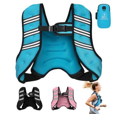 Imagem de Colete de peso para homens e mulheres, colete de peso corporal ajustável de 3,6 kg, faixa refletiva para treinamento, corrida, caminhada, preto (azul, 3,6 kg)