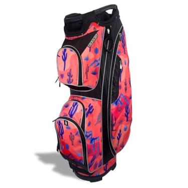 Imagem de Taboo Fashions Bolsa de golfe feminina Resort Collection – Bolsa feminina para carrinho de golfe de 14 vias com bolso térmico térmico, capuz de chuva, bolsos com zíper e mais – Acessórios de golfe