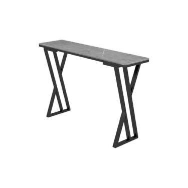 Imagem de Mesa de bar Mesa de bar estreita mármore com laje pedra cinza, varanda, divisória para sala estar, mesa tampo alto(200 * 40 * 105cm)