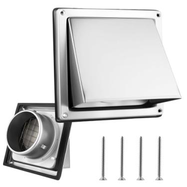 Imagem de WENHUALI Tampa de ventilação de secadora de 10 cm ao ar livre com tela, tampa de saída de exaustão de parede para secadora aba sem retorno com grade de vedação para ventilação de secador de exaustor