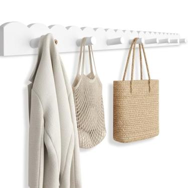 Imagem de Leinuosen 1 pacote com cabideiro recortado na parede, lindo gancho de parede para berçário, 80 cm, 8 ganchos, cabide de mochila de madeira para crianças, chapéu, toalha, chaves, banheiro, sala de aula