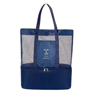 Imagem de Bolsa Sacola Térmica 30L com Bolso Térmico Cooler – Impermeável, Grande e Portátil | Ideal para Praia, Piscina, Viagem, Picnic, Academia e Dia a Dia (Azul Marinho)