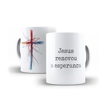 Imagem de Caneca Religiosa Católica, Cerâmica Branca Brilhante, 325ml, Design de Terço Em Aquarela, Cilíndrica, Para Bebidas Quentes, Reutilizável, Própria Para Lava-Louças (13745)