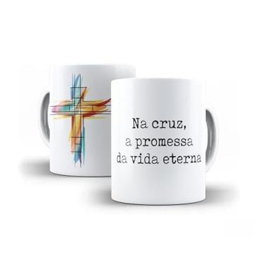 Imagem de Caneca Religiosa Católica, Cerâmica Branca Brilhante, 325ml, Design de Terço Em Aquarela, Cilíndrica, Para Bebidas Quentes, Reutilizável, Própria Para Lava-Louças (13744)