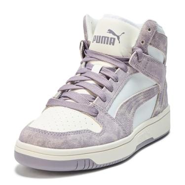 Imagem de PUMA Tênis feminino Rebound Layup Mid, Pena cinza ameixa branco quente Ah25, 41