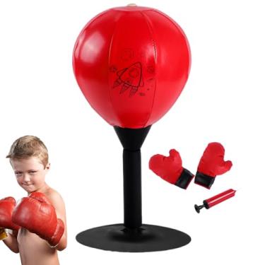 Imagem de Saco De Pancada De Mesa - Reação Rápida Em Couro PU - Saco De Pancada Para Secretária Adultos | Para Iniciantes Homens Mulheres Adolescentes Sala Quarto Escritório